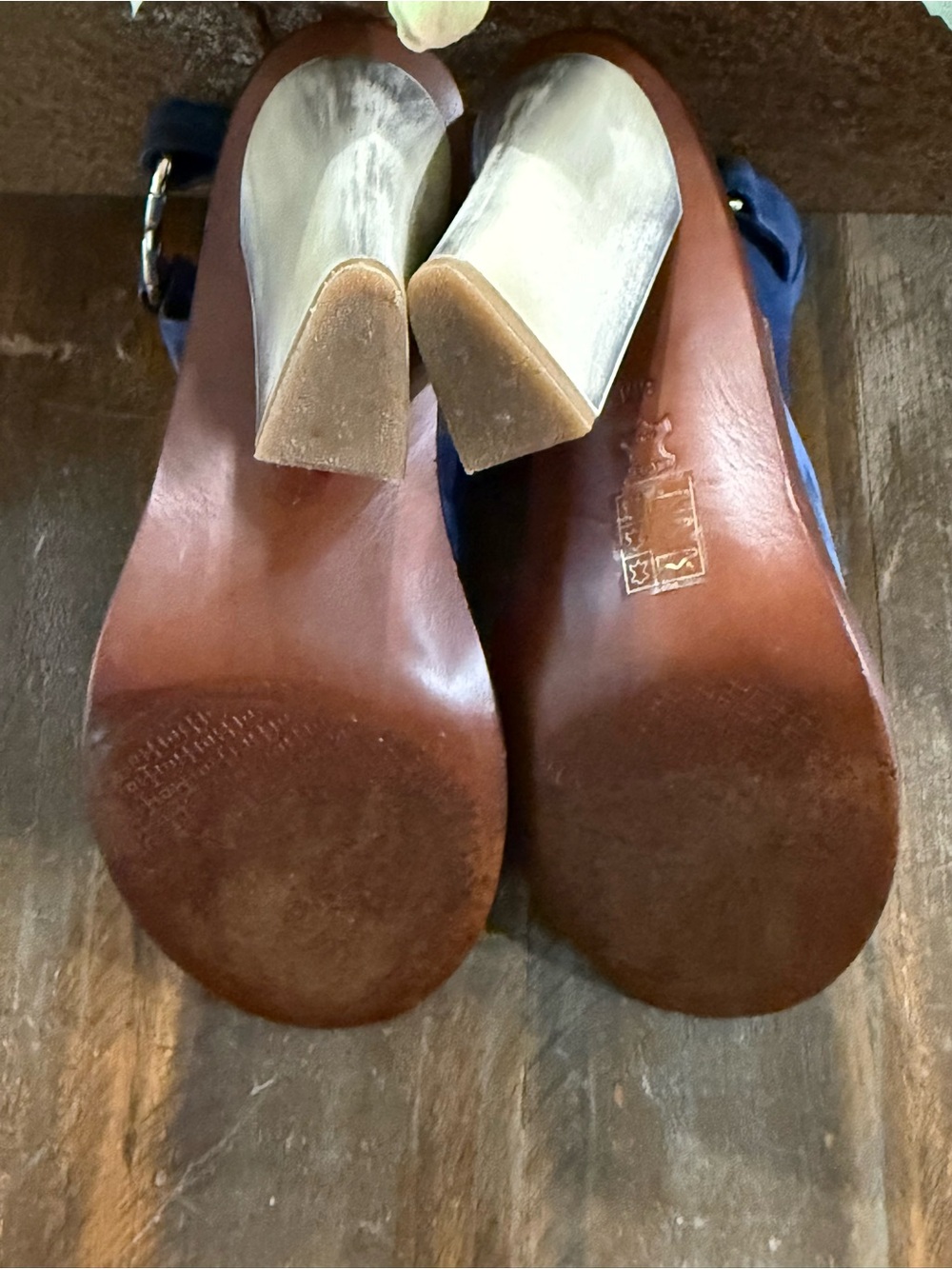 Tory Burch Women’s Size 8M Blue Suede Peep Toe Booties EUC - Picture 10 of 11